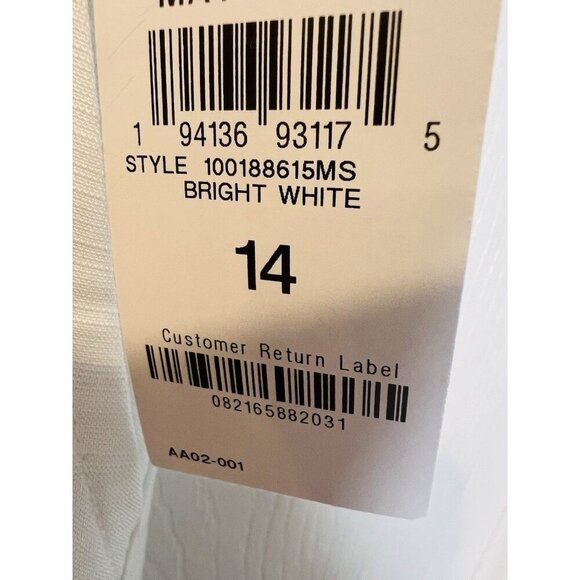 Bar III Button Front Lined Wide Leg White Pants Size 14 High Waist Pockets - Picture 6 of 13